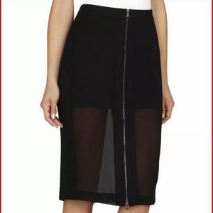 NWT BCBGMaxzria Chiffon Panel Pencil Skirt Black10
